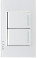 Placa Lucek crystal c/2 apagadores sencillo blanco/blanco
