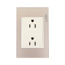 Placa Lucek crystal contacto duplex dorado/marfil