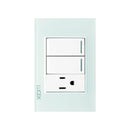 Placa Lucek crystal c/2 apagadores y 1 contacto blanco/blanc