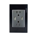 Placa Lucek colors c/2 contactos y 2 entradas usb negro